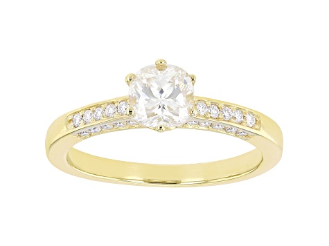 Moissanite 3k yellow gold engagement ring 1.10ctw DEW
