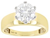 Moissanite 10k Yellow Gold Solitaire Ring 1.90ct DEW