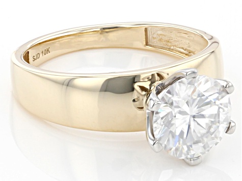 Moissanite 10k Yellow Gold Solitaire Ring 1.90ct DEW - MSJ569 | JTV.com