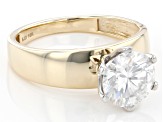 Moissanite 10k Yellow Gold Solitaire Ring 1.90ct DEW