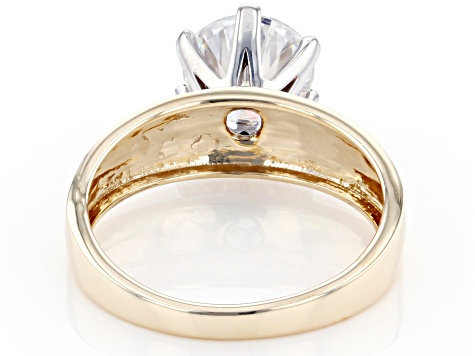 Moissanite 10k Yellow Gold Solitaire Ring 1.90ct DEW