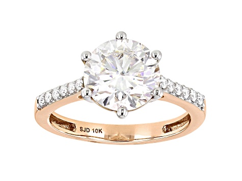 Moissanite 10k rose gold engagement ring 2.82ctw DEW