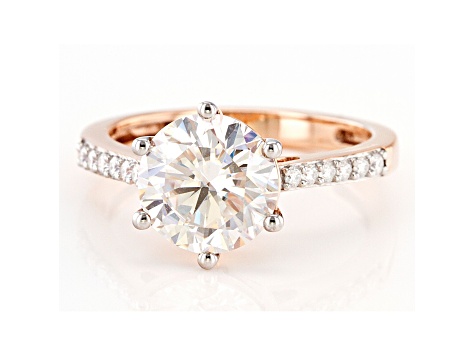 Moissanite 10k rose gold engagement ring 2.82ctw DEW