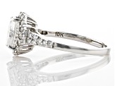 Moissanite Rhodium Over 10k White Gold Halo Ring 1.98ctw DEW