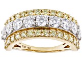 Moissanite and natural yellow diamond 10K yellow gold ring 2.19ctw DEW