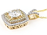 Moissanite and natural yellow diamond 10K yellow gold pendant 2.69ctw DEW