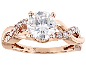 Moissanite and Natural Pink Diamond 10K Rose Gold Ring 2.10ctw DEW