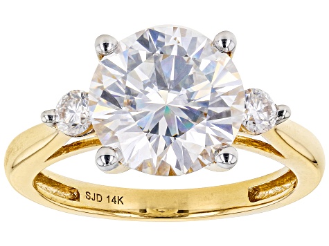 Moissanite 14k Yellow Gold Ring 3.86ctw DEW