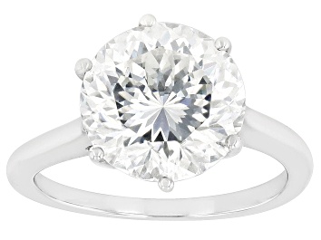 Picture of Moissanite Rhodium Over 14k White Gold Inferno Cut Ring 5.66ct DEW