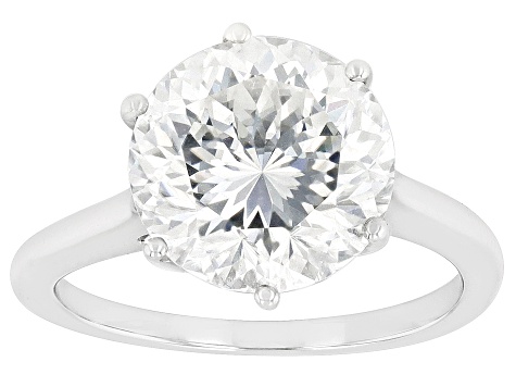 Moissanite Rhodium Over 14k White Gold Inferno Cut Ring 5.66ct DEW