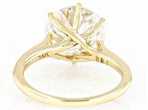 Moissanite 14k Yellow Gold Inferno Cut Ring 5.66ct DEW