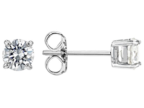 Moissanite 10k White Gold Stud Earrings 1.00ctw DEW.