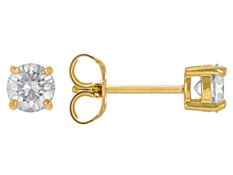 Moissanite 10k Yellow Gold Stud Earrings 1.00ctw DEW.