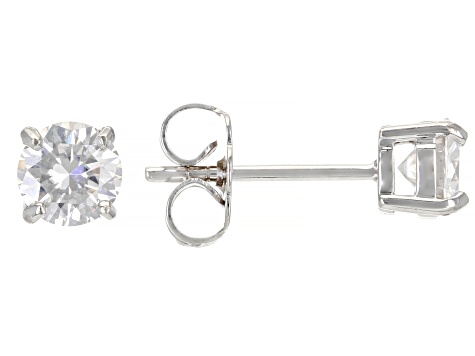 Moissanite 14k White Gold Stud Earrings 1.00ctw DEW.