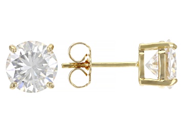 Picture of Moissanite 14k Yellow Gold Stud Earrings 3.00ctw DEW.