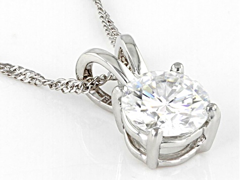 Moissanite 14k White Gold Pendant 1.00ct DEW.