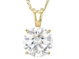 Moissanite 14k Yellow Gold Pendant 3.10ct DEW.