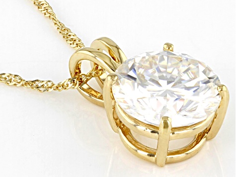 Moissanite 14k Yellow Gold Pendant 3.10ct DEW.