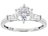 Moissanite Rhodium Over 10k White Gold Engagement Ring 1.38ctw DEW