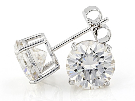 Moissanite 14k White Gold Stud Earrings 4.40ctw DEW.