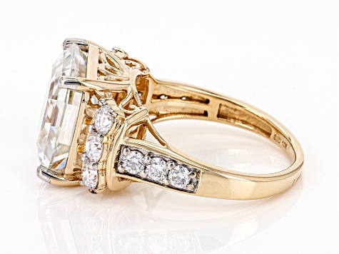 Moissanite 10k Yellow Gold Ring 11.17ctw DEW.