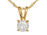 Moissanite 14k Yellow Gold Pendant .50ct DEW.