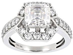 Moissanite 10k White Gold Ring 3.92ctw DEW.