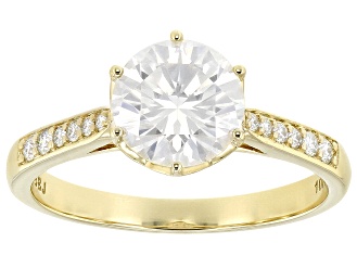 Moissanite 10k Yellow Gold Ring 1.66ctw DEW.