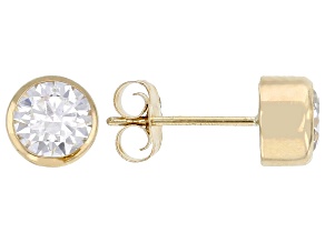 Moissanite 14k Yellow Gold Stud Earrings 1.00ctw DEW