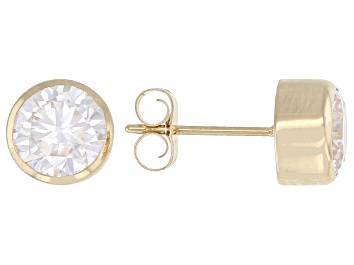 Picture of Moissanite 14k Yellow Gold Stud Earrings 1.60ctw DEW