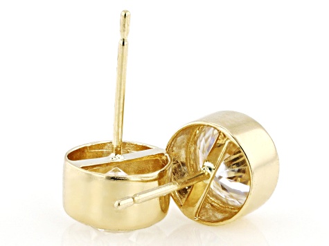 Moissanite 14k Yellow Gold Stud Earrings 1.60ctw DEW