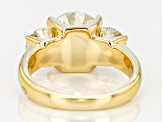 Moissanite 14k Yellow Gold Over Silver 3 Stone Ring 4.30ctw DEW