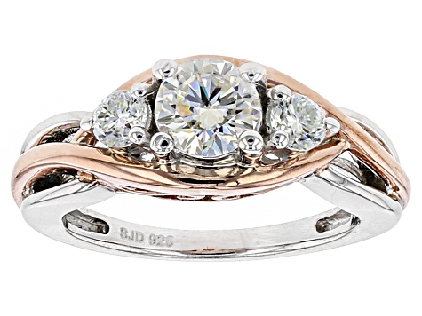Moissanite Platineve And 14k Rose Gold Over Platineve Ring 1.12ctw DEW