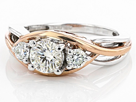 Moissanite Platineve And 14k Rose Gold Over Platineve Ring 1.12ctw DEW