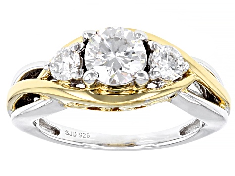 Moissanite Platineve And 14k Yellow Gold Over Platineve Ring 1.22ctw DEW