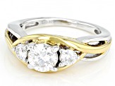 Moissanite Platineve And 14k Yellow Gold Over Platineve Ring 1.12ctw DEW