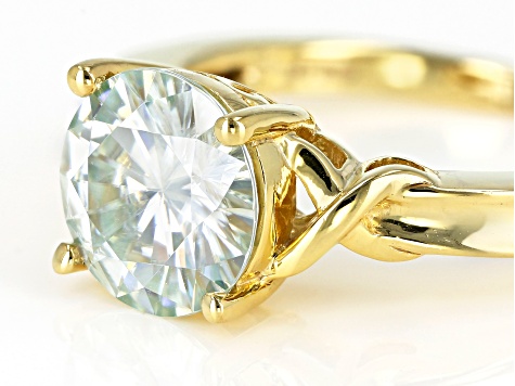 Moissanite Ring 14k Yellow Gold Over Silver 3.60ct