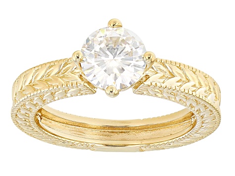 Moissanite Ring 14k Yellow Gold Over Silver 1.20ct DEW