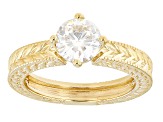 Moissanite Ring 14k Yellow Gold Over Silver 1.20ct DEW