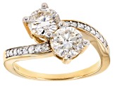 Moissanite Ring 14k Yellow Gold Over Silver 2.16ctw DEW