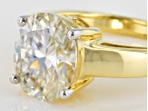 Moissanite Fire® 4.20ct DEW Oval 14k Yellow Gold Over Sterling Silver Ring