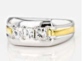 Moissanite Gent Ring Two Tone 14k Yellow Gold Over Platineve™ 1.50ctw DEW