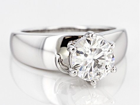 Moissanite Platineve Ring 1.90ct DEW