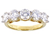 Moissanite 14k yellow gold over sterling silver ring 3.00ctw DEW