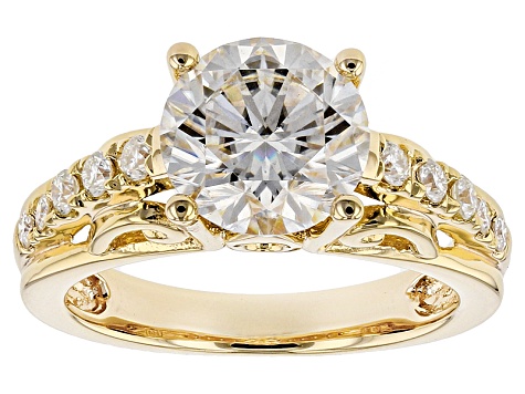 Moissanite 14k Yellow Gold Over Sterling Silver Ring 2.92ctw DEW ...