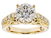 Moissanite 14k Yellow Gold Over Sterling Silver Ring 2.92ctw DEW
