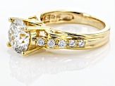 Moissanite 14k Yellow Gold Over Sterling Silver Ring 2.92ctw DEW