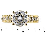 Moissanite 14k Yellow Gold Over Sterling Silver Ring 2.92ctw DEW