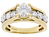 Moissanite 14k yellow gold over sterling silver ring 1.78ctw DEW