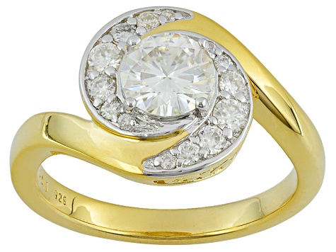 Moissanite 14k Yellow Gold Over Silver Ring 1.12ctw D.E.W